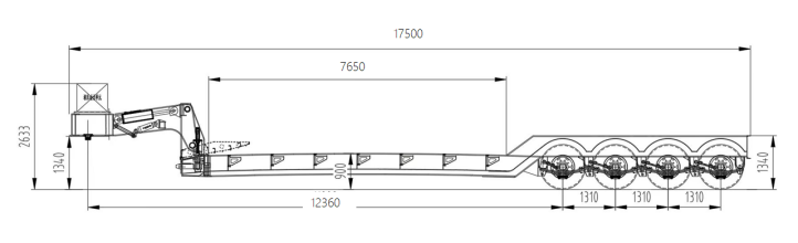 Detachable gooseneck lowbed semi-trailer